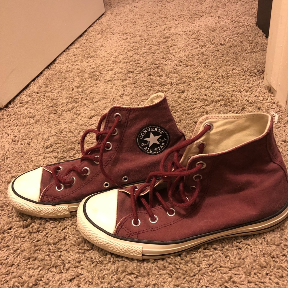 Maroon High Top Converse Shoes